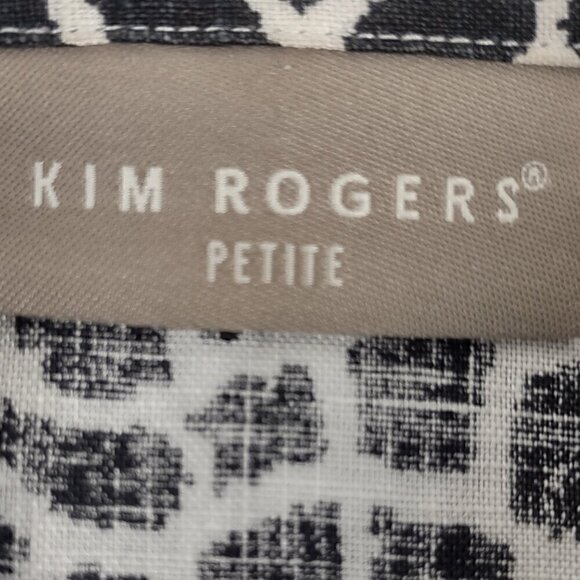 Kim Rogers Petite 100% Linen Black White Pattern Button Down Shirt Size PS - Picture 9 of 11